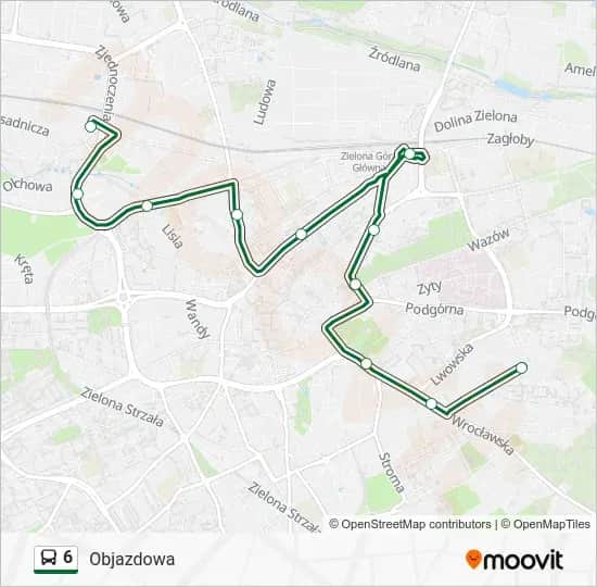 Rozkład jazdy MZK Zielona Góra Linia 6: Trasa i Godziny