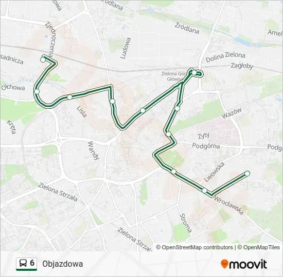 Rozkład jazdy MZK Zielona Góra Linia 6: Trasa i Godziny